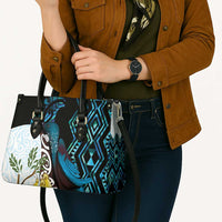 New Zealand Silver Fern Tui Bird Leather Bag Maori Kowhai Paua Shell Taniko Motifs - Polynesian Pride