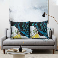 New Zealand Silver Fern Tui Bird Pillow Cover Maori Kowhai Paua Shell Taniko Motifs - Polynesian Pride