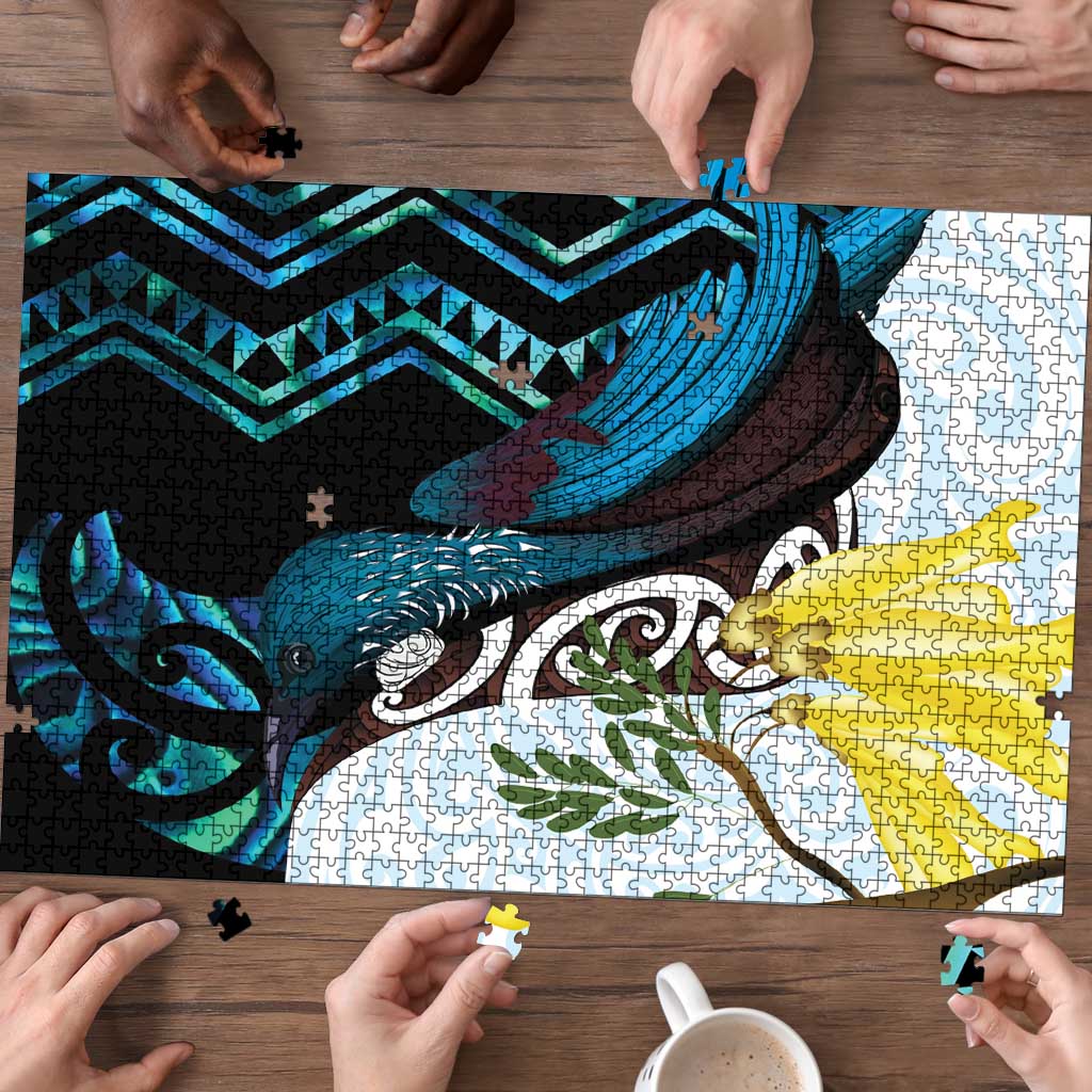 New Zealand Silver Fern Tui Bird Puzzle Maori Kowhai Paua Shell Taniko Motifs - Polynesian Pride