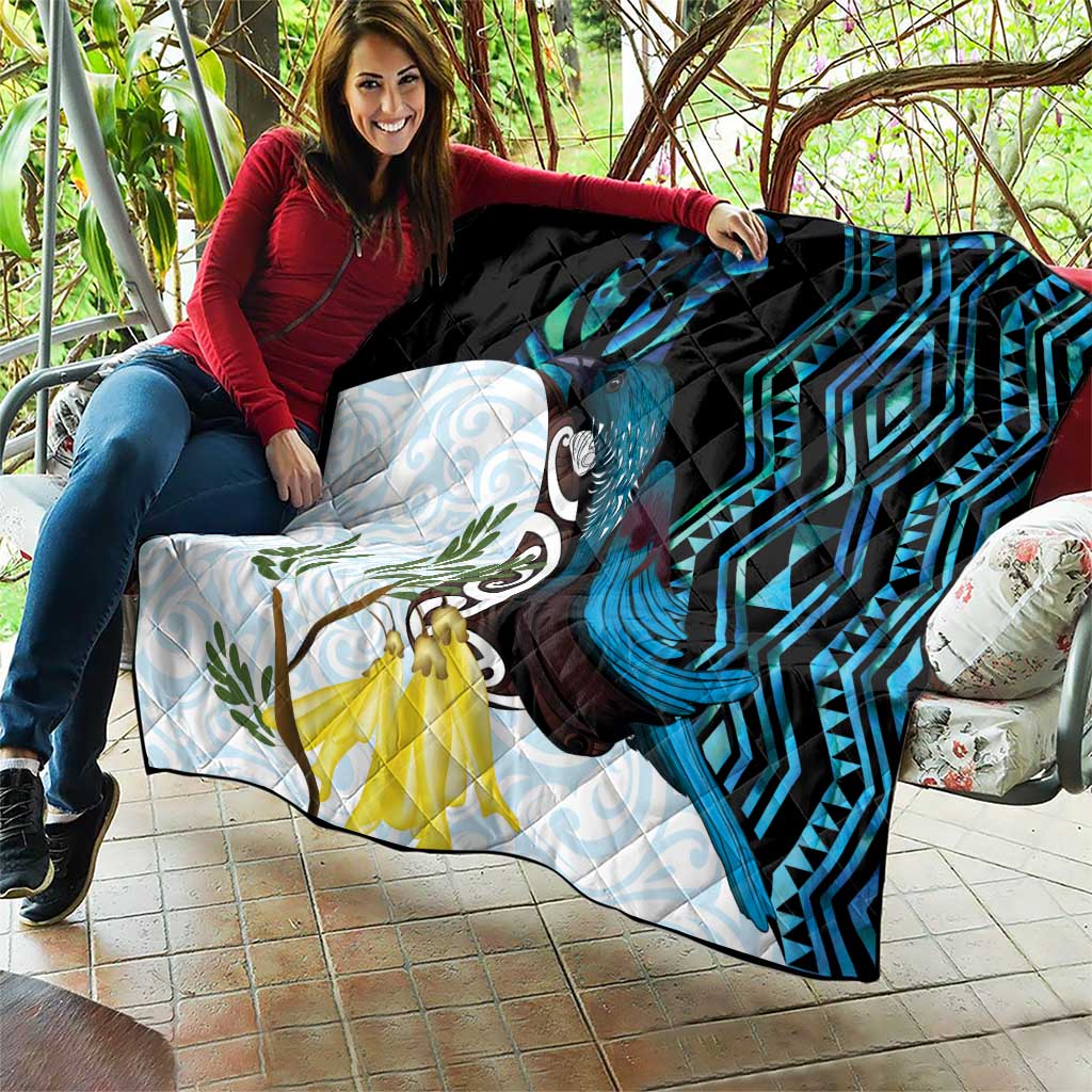 New Zealand Silver Fern Tui Bird Quilt Maori Kowhai Paua Shell Taniko Motifs LT14 - Polynesian Pride