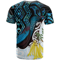 New Zealand Silver Fern Tui Bird T Shirt Maori Kowhai Paua Shell Taniko Motifs LT14 - Polynesian Pride