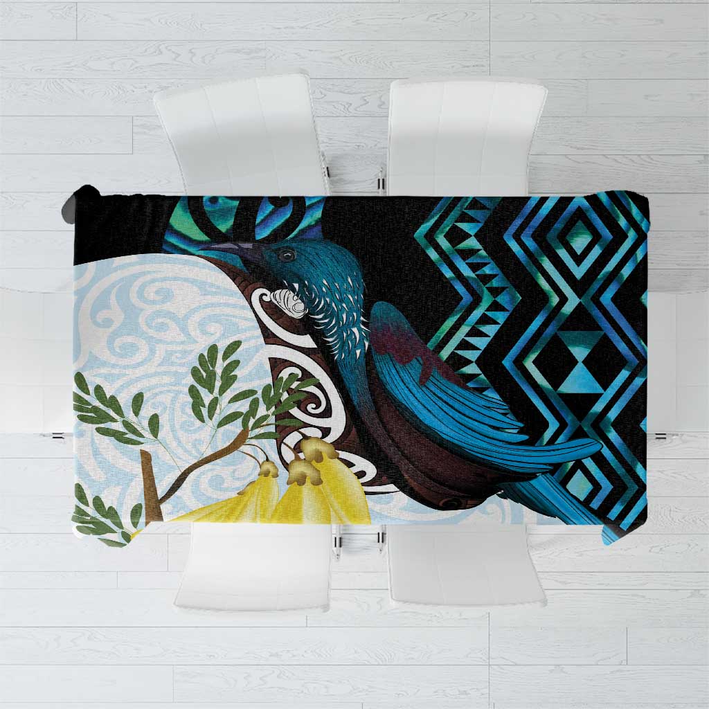 New Zealand Silver Fern Tui Bird Tablecloth Maori Kowhai Paua Shell Taniko Motifs