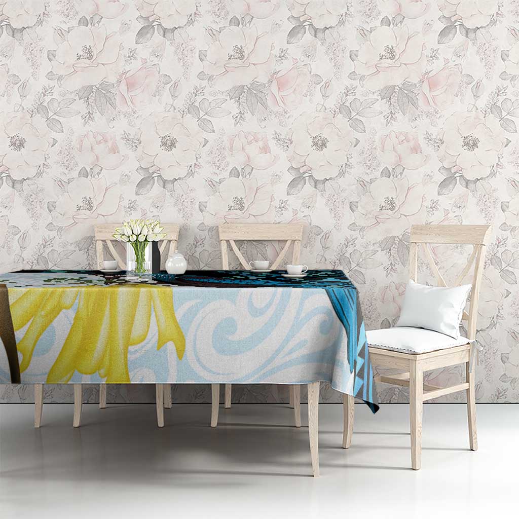 New Zealand Silver Fern Tui Bird Tablecloth Maori Kowhai Paua Shell Taniko Motifs