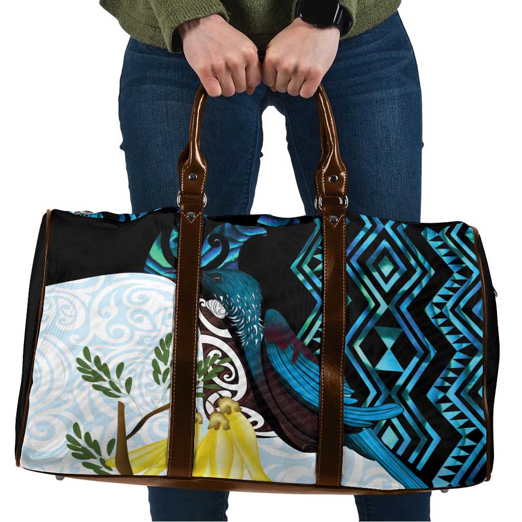New Zealand Silver Fern Tui Bird Travel Bag Maori Kowhai Paua Shell Taniko Motifs - Polynesian Pride