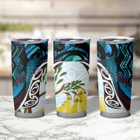 New Zealand Silver Fern Tui Bird Tumbler Cup Maori Kowhai Paua Shell Taniko Motifs LT14 - Polynesian Pride