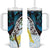 New Zealand Silver Fern Tui Bird Tumbler With Handle Maori Kowhai Paua Shell Taniko Motifs