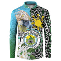 Cotabato Philippines Province Button Sweatshirt Filipino Eagle Sampaguita Tinalak Pattern