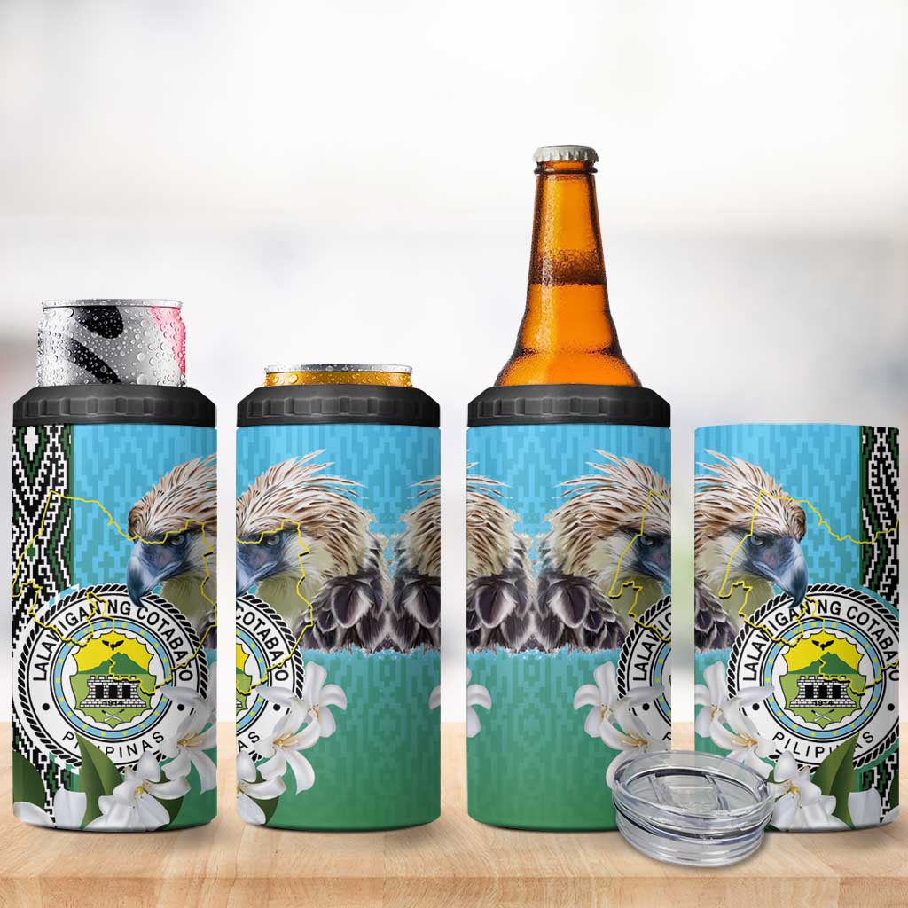 Cotabato Philippines Province 4 in 1 Can Cooler Tumbler Filipino Eagle Sampaguita Tinalak Pattern