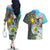 Cotabato Philippines Province Couples Matching Off The Shoulder Long Sleeve Dress and Hawaiian Shirt Filipino Eagle Sampaguita Tinalak Pattern