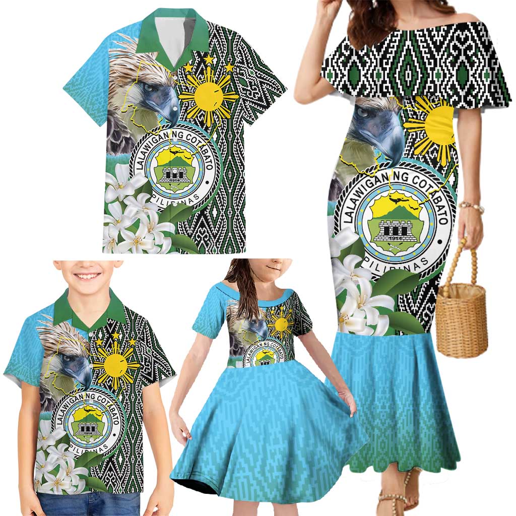 Cotabato Philippines Province Family Matching Mermaid Dress and Hawaiian Shirt Filipino Eagle Sampaguita Tinalak Pattern