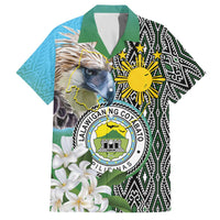 Cotabato Philippines Province Family Matching Off The Shoulder Long Sleeve Dress and Hawaiian Shirt Filipino Eagle Sampaguita Tinalak Pattern