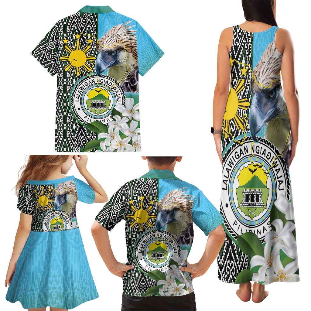 Cotabato Philippines Province Family Matching Tank Maxi Dress and Hawaiian Shirt Filipino Eagle Sampaguita Tinalak Pattern