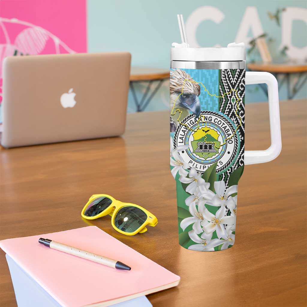 Cotabato Philippines Province Tumbler With Handle Filipino Eagle Sampaguita Tinalak Pattern