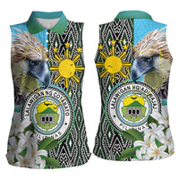 Cotabato Philippines Province Women Sleeveless Polo Shirt Filipino Eagle Sampaguita Tinalak Pattern