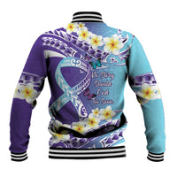 No Story Should End Too Soon Suicide Awareness Baseball Jacket Purple And Teal Polynesian Ribbon