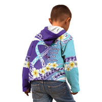 No Story Should End Too Soon Suicide Awareness Kid Hoodie Purple And Teal Polynesian Ribbon