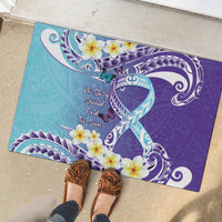 No Story Should End Too Soon Suicide Awareness Rubber Doormat Purple And Teal Polynesian Ribbon
