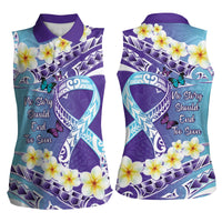 No Story Should End Too Soon Suicide Awareness Women Sleeveless Polo Shirt Purple And Teal Polynesian Ribbon