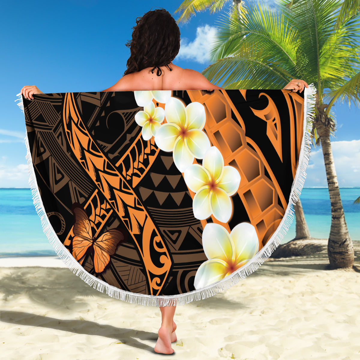 Liver Cancer Awareness Month Beach Blanket Awareness Is Key Orange Polynesian Ribbon