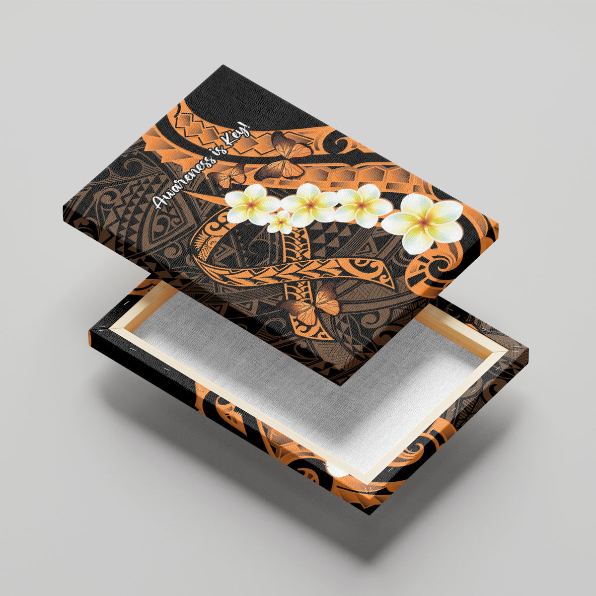 Liver Cancer Awareness Month Canvas Wall Art Awareness Is Key Orange Polynesian Ribbon