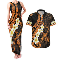 Liver Cancer Awareness Month Couples Matching Tank Maxi Dress and Hawaiian Shirt Awareness Is Key Orange Polynesian Ribbon