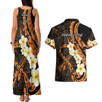 Liver Cancer Awareness Month Couples Matching Tank Maxi Dress and Hawaiian Shirt Awareness Is Key Orange Polynesian Ribbon