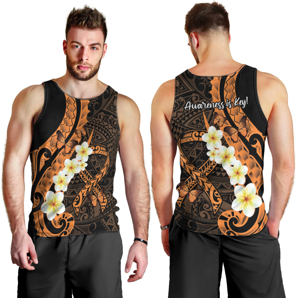 Liver Cancer Awareness Month Men Tank Top Awareness Is Key Orange Polynesian Ribbon