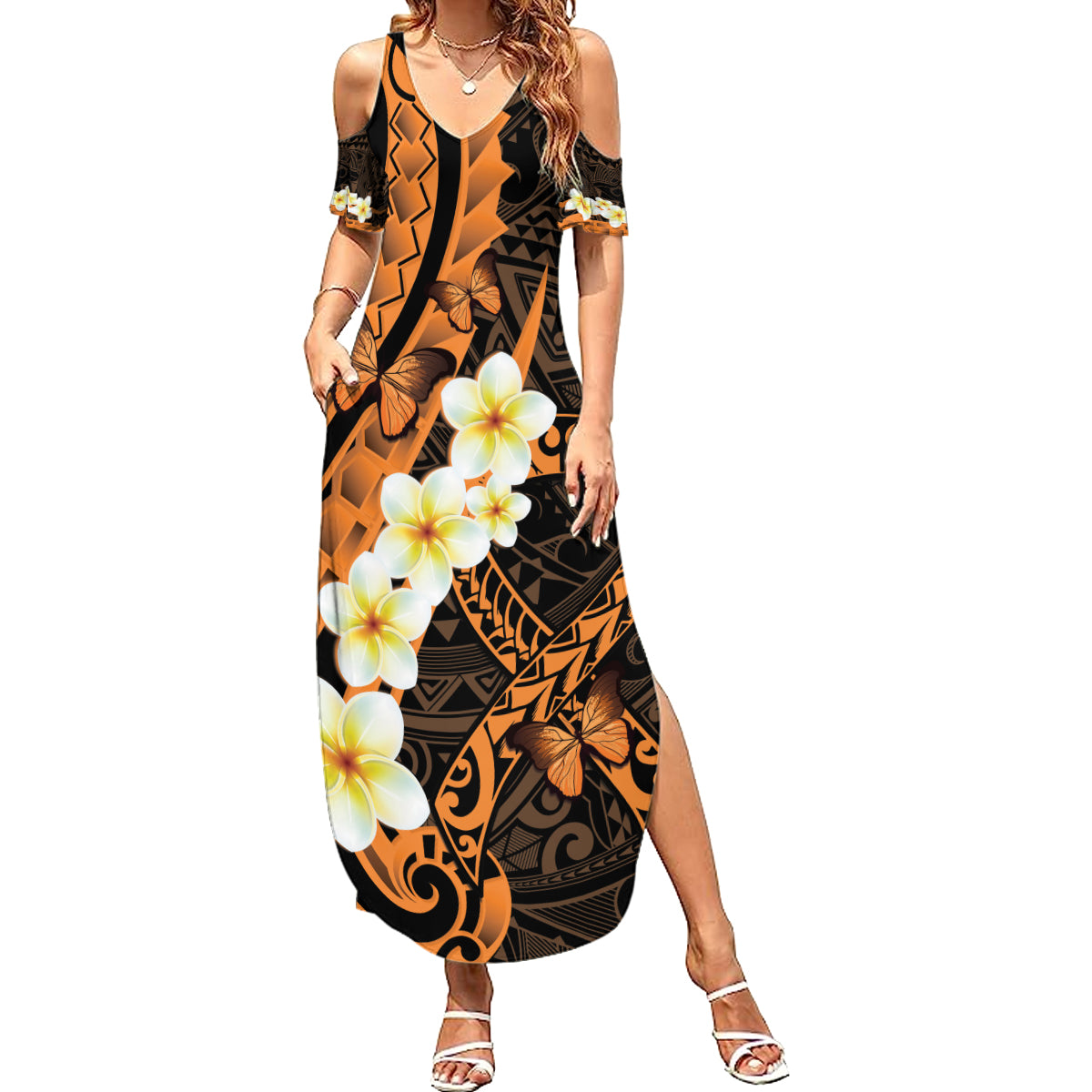 Liver Cancer Awareness Month Summer Maxi Dress Awareness Is Key Orange Polynesian Ribbon