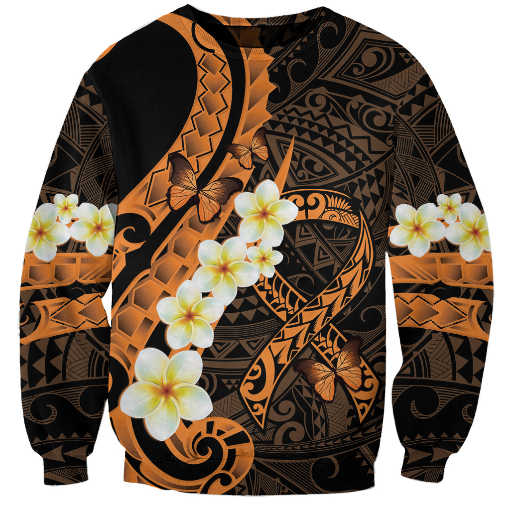 Liver Cancer Awareness Month Sweatshirt Awareness Is Key Orange Polynesian Ribbon