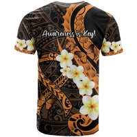 Liver Cancer Awareness Month T Shirt Awareness Is Key Orange Polynesian Ribbon