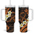 Liver Cancer Awareness Month Tumbler With Handle Awareness Is Key Orange Polynesian Ribbon