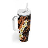 Liver Cancer Awareness Month Tumbler With Handle Awareness Is Key Orange Polynesian Ribbon