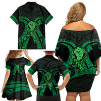 ADHD Awareness Month You Matter Family Matching Off Shoulder Short Dress and Hawaiian Shirt Green Polynesian Ribbon