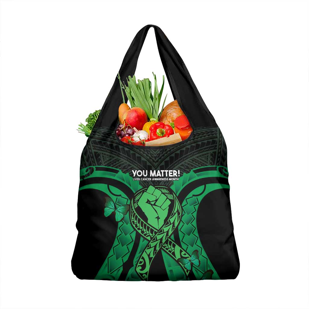 ADHD Awareness Month You Matter Grocery Bag Green Polynesian Ribbon