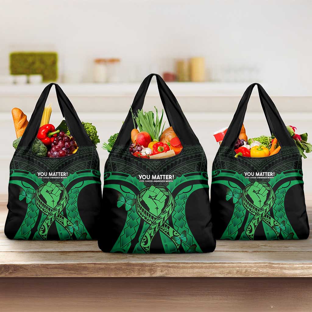 ADHD Awareness Month You Matter Grocery Bag Green Polynesian Ribbon