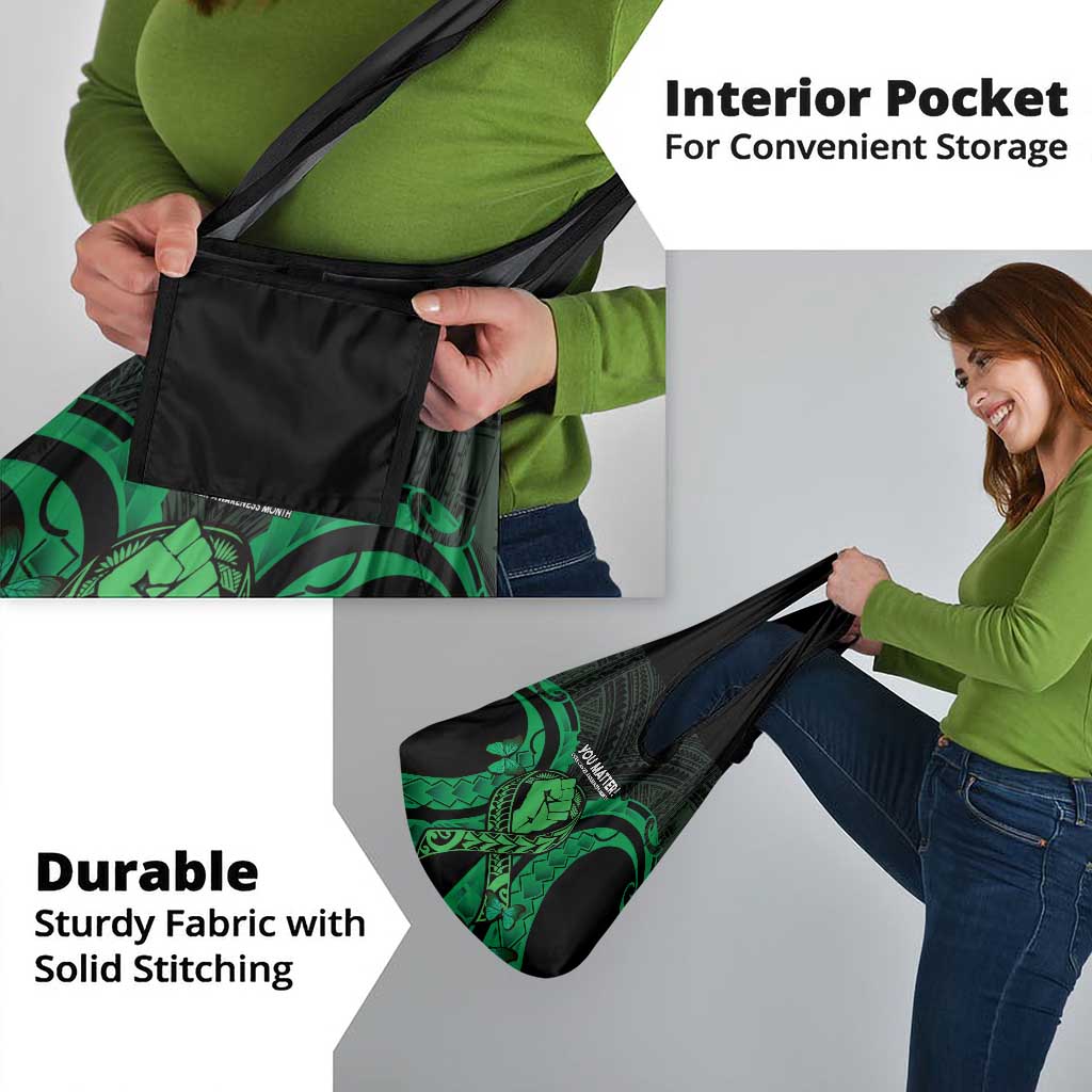 ADHD Awareness Month You Matter Grocery Bag Green Polynesian Ribbon