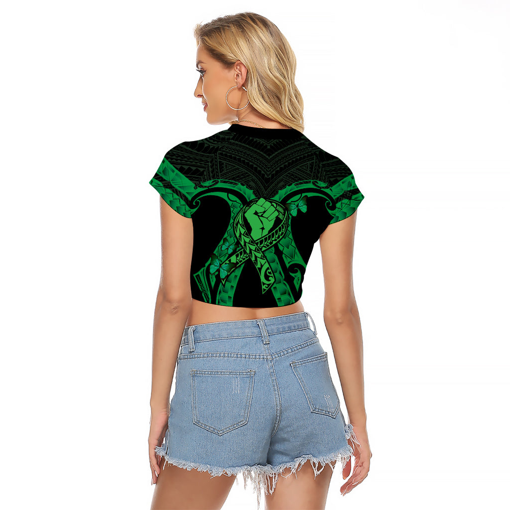 ADHD Awareness Month You Matter Raglan Cropped T Shirt Green Polynesian Ribbon