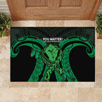 ADHD Awareness Month You Matter Rubber Doormat Green Polynesian Ribbon