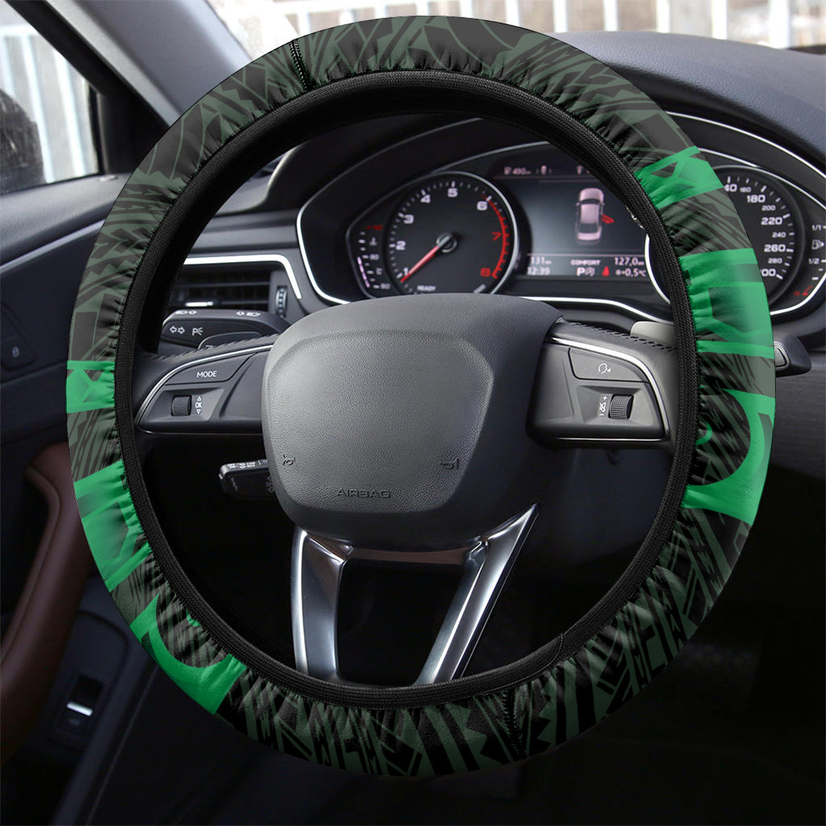 ADHD Awareness Month You Matter Steering Wheel Cover Green Polynesian Ribbon