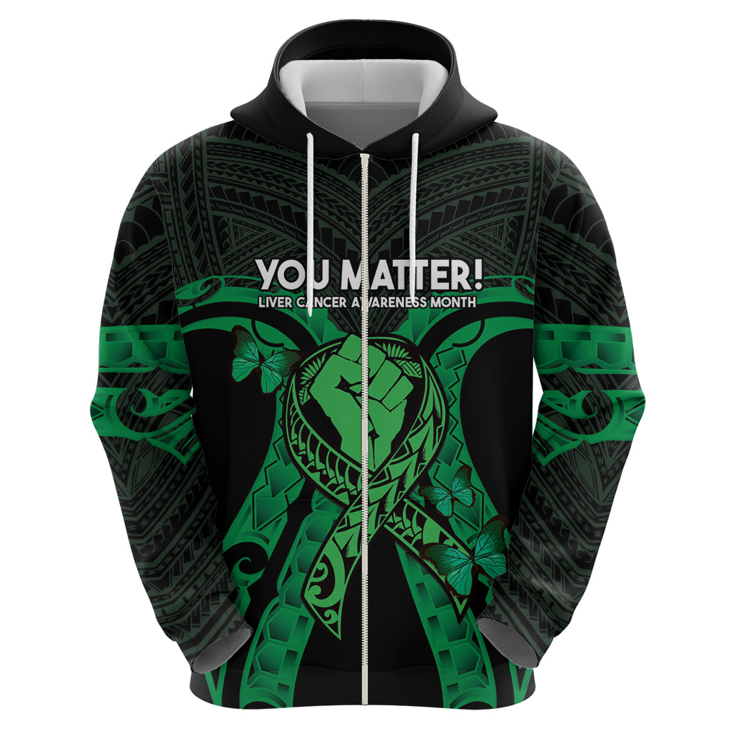ADHD Awareness Month You Matter Zip Hoodie Green Polynesian Ribbon