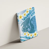 Blue Hawaii Shark Tattoo Canvas Wall Art Frangipani With Polynesian Pastel Version