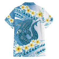 Blue Hawaii Shark Tattoo Family Matching Long Sleeve Bodycon Dress and Hawaiian Shirt Frangipani With Polynesian Pastel Version LT14 - Polynesian Pride
