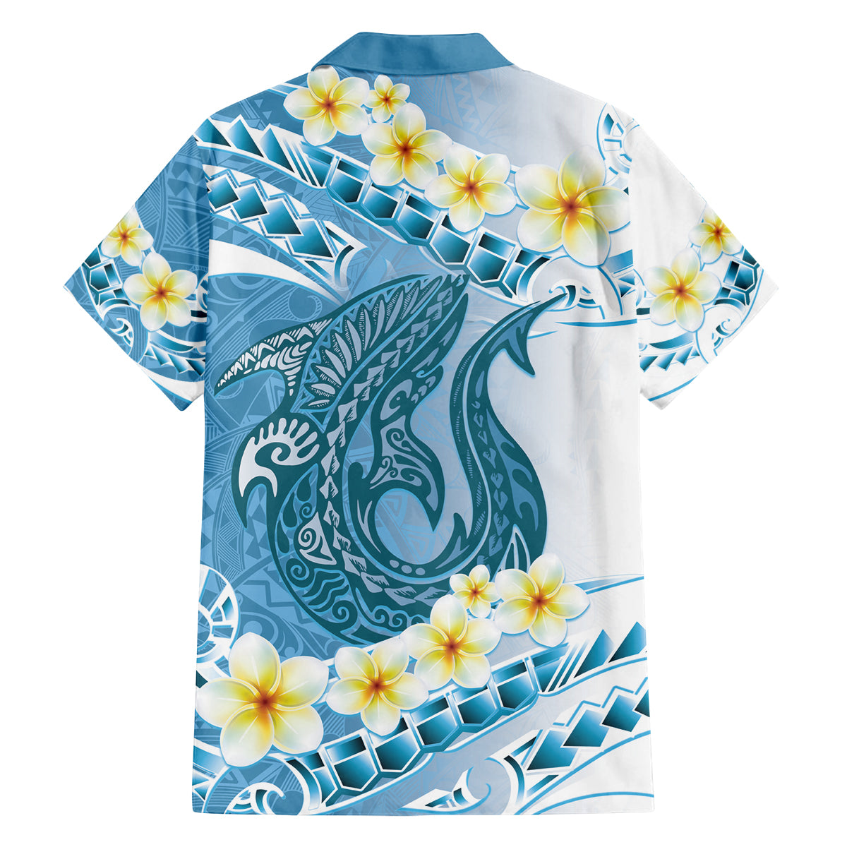 Blue Hawaii Shark Tattoo Family Matching Off Shoulder Maxi Dress and Hawaiian Shirt Frangipani With Polynesian Pastel Version LT14 - Polynesian Pride