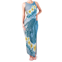Blue Hawaii Shark Tattoo Family Matching Tank Maxi Dress and Hawaiian Shirt Frangipani With Polynesian Pastel Version