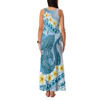 Blue Hawaii Shark Tattoo Family Matching Tank Maxi Dress and Hawaiian Shirt Frangipani With Polynesian Pastel Version