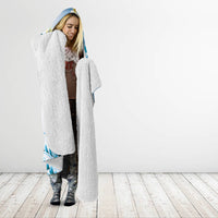 Blue Hawaii Shark Tattoo Hooded Blanket Frangipani With Polynesian Pastel Version