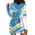 Blue Hawaii Shark Tattoo Hoodie Dress Frangipani With Polynesian Pastel Version