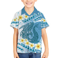 Blue Hawaii Shark Tattoo Kid Hawaiian Shirt Frangipani With Polynesian Pastel Version
