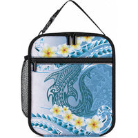Blue Hawaii Shark Tattoo Lunch Bag Frangipani With Polynesian Pastel Version LT14 10.2 × 8.3 × 4.3 inch Blue - Polynesian Pride