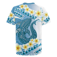 Blue Hawaii Shark Tattoo Rugby Jersey Frangipani With Polynesian Pastel Version